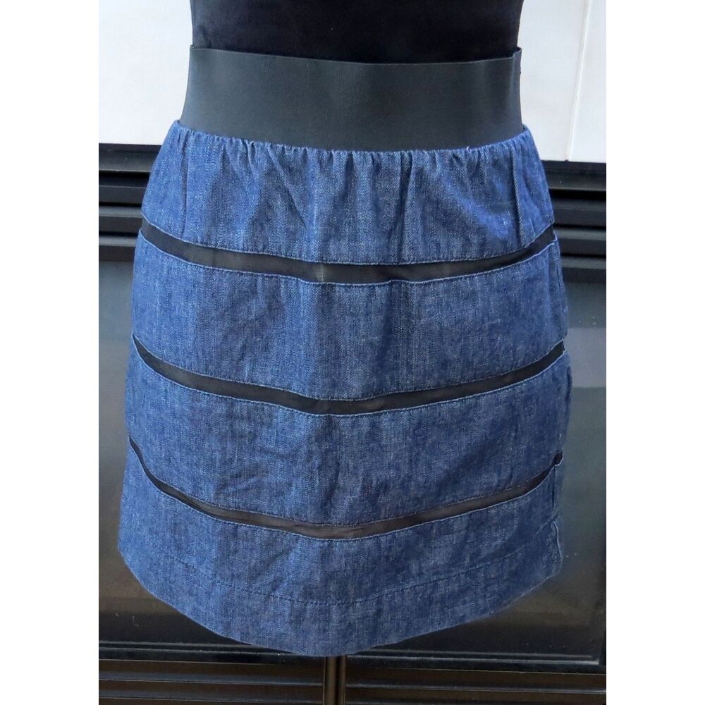 Jodi Arnold for The Limited Denim Mesh Mini Skirt Size 0 EUC - Picture 2 of 9
